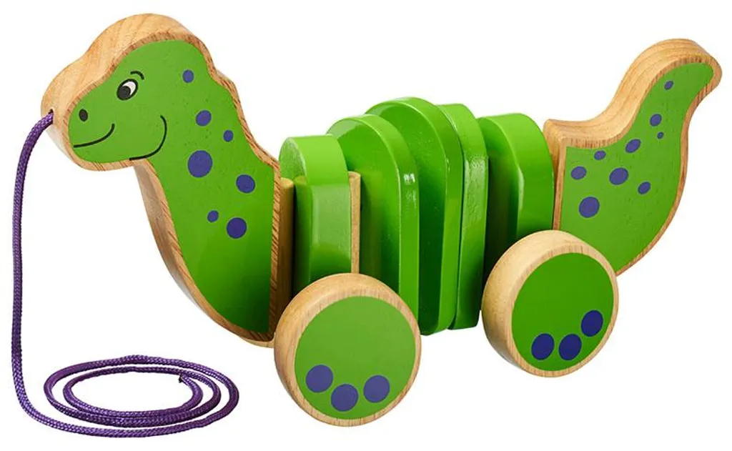 Jouet à tirer Dinosaure coloré en bois pour stimuler la marche enfant