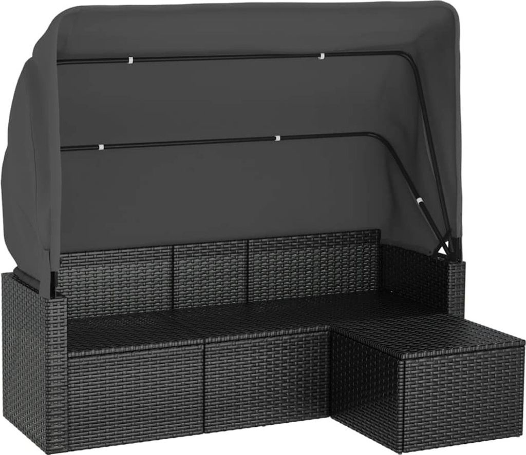 vidaXL 3-osobowa sofa ogrodowa z daszkiem i podnóżkiem z Zdjęcie produktu 
