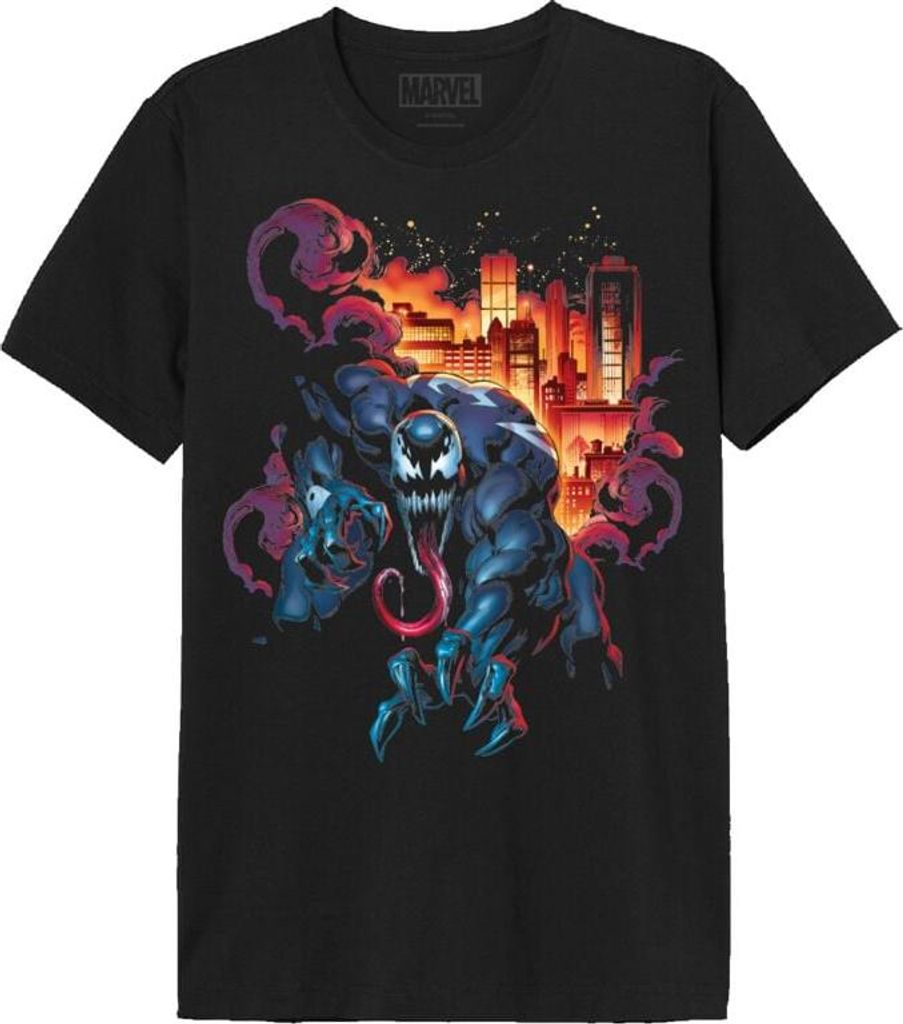 Spider-Man T-Shirt Herren Venom City Fire schwarz XL