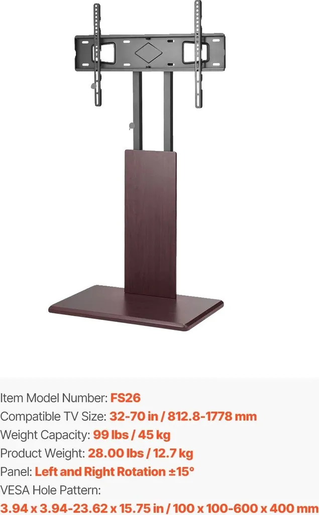 Meuble TV réglable en hauteur - Support mobile robuste avec charge 99lb