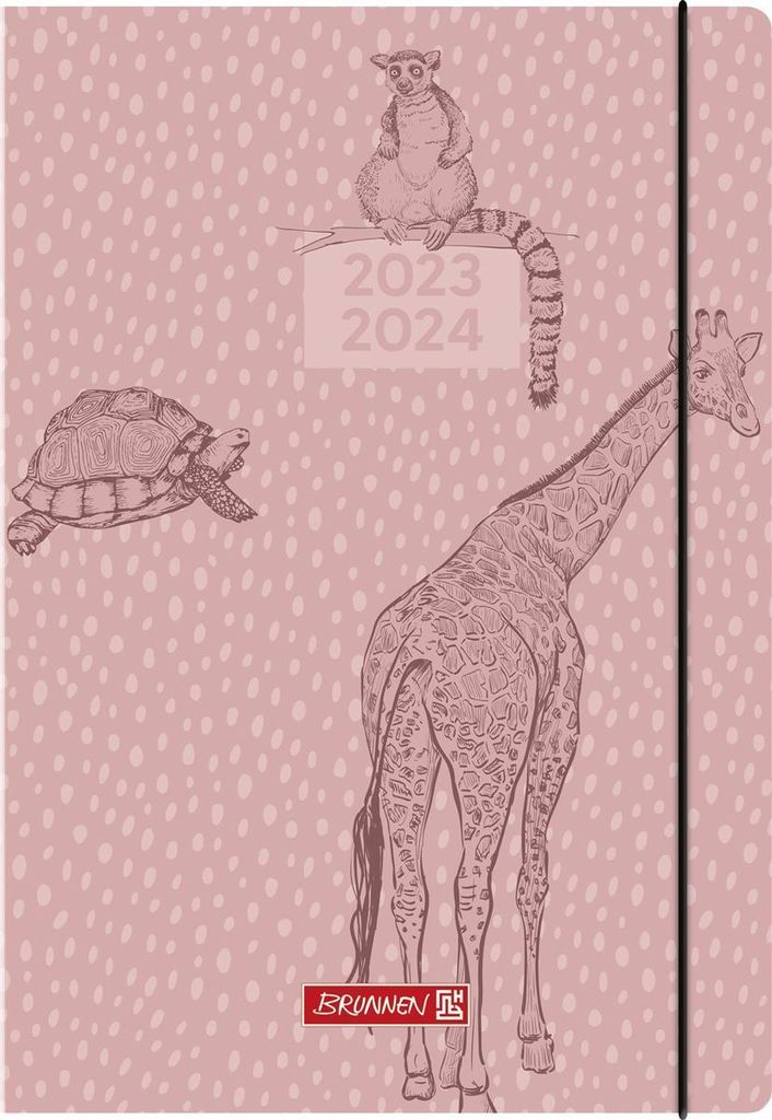 BRUNNEN 1072110044 Wochenkalender Schülerkalender 2023/2024 "Wild Animals" 2 Seiten = 1 Woche Blattgröße 14,8 x 21 cm A5 Broschur-Einband