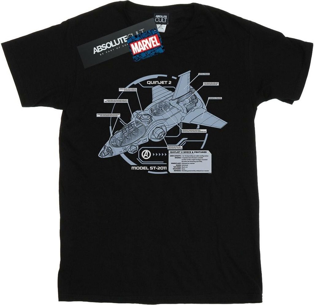 Marvel - "The Avengers Quinjet Breakdown" T-Shirt für Herren BI38618 (3XL) (Schwarz)