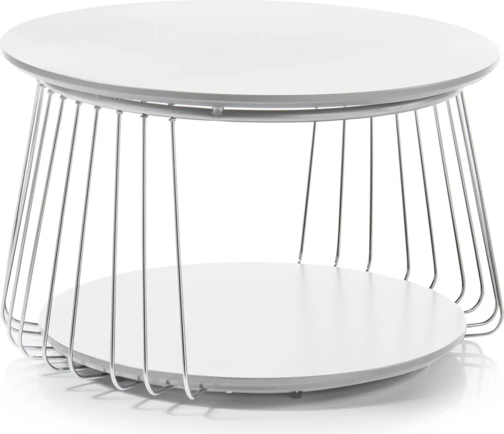 Grande table basse ronde 70cm VILNIUS blanche, idéale pour petit salon