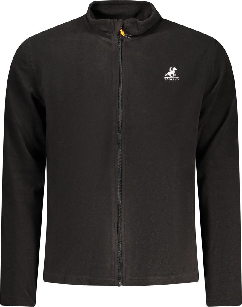 Schwarzes Herren-Fleece-Sweatshirt mit Reißverschluss und Stickerei