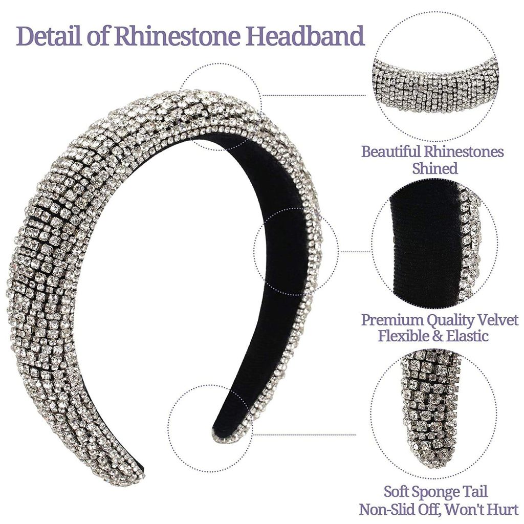 CIVFCRT Kristall-Strass Stirnband Für Damen & Mädchen | Glitzernde Perlen | Schmale Ausführung