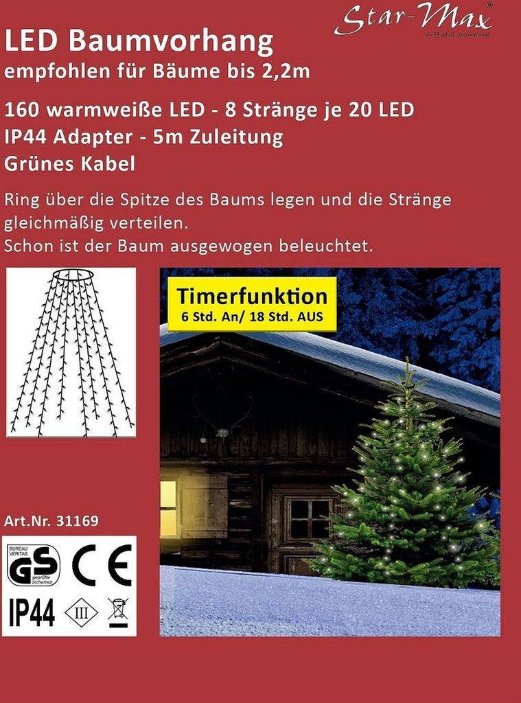 Star-Max Lichterschnüre mit 160 LEDs - 8 Stränge je 2m Produktbild 9