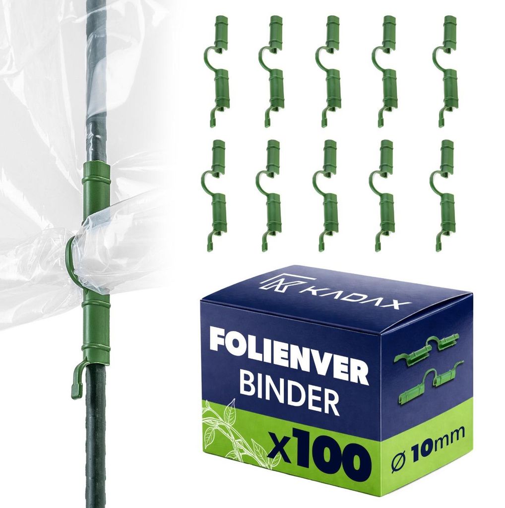 KADAX Gewächshausfolie Clips Ø 10 mm, 100 Stück, Gewächshausklammern aus Kunststoff, Gewächshaus Klammern zur sicheren Befestigung von Folie &...