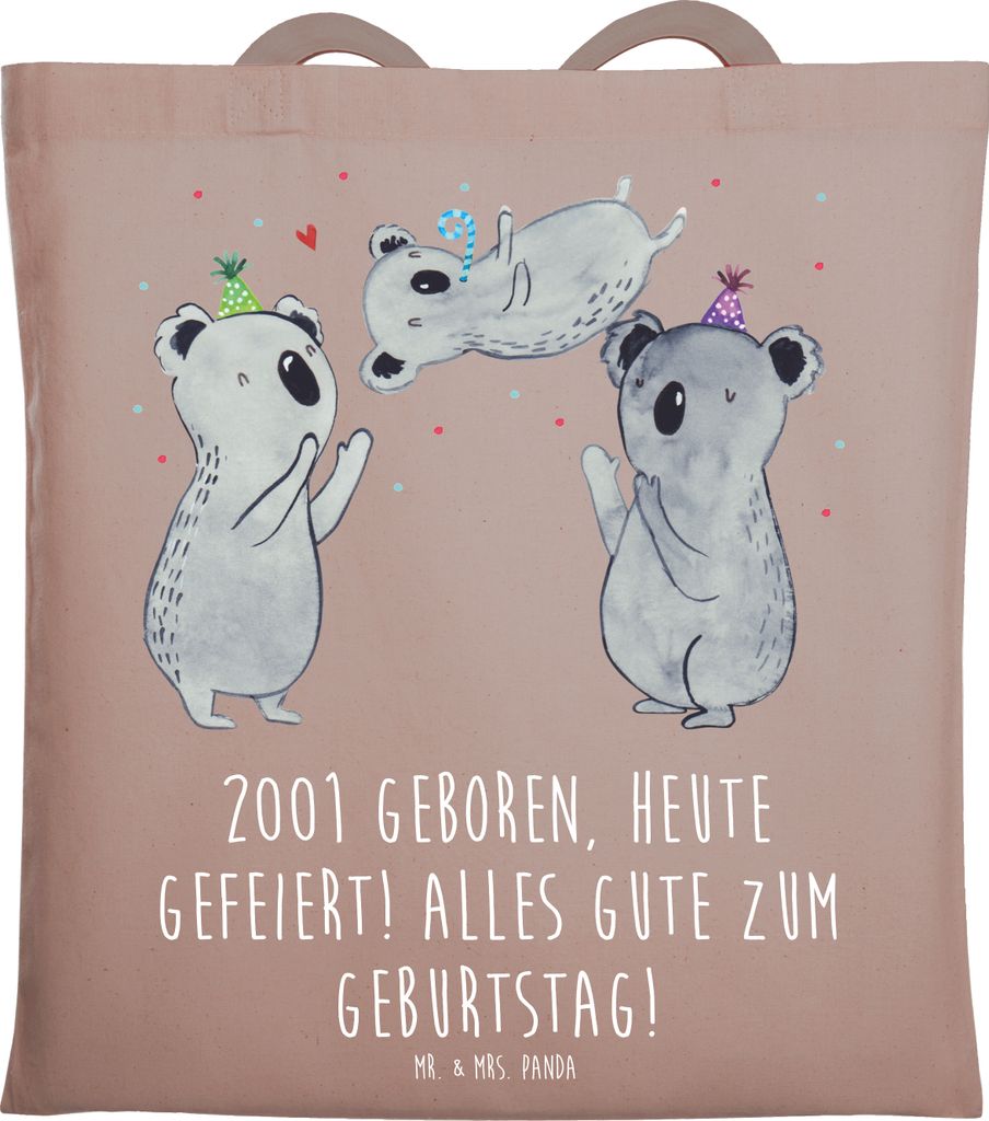 Mr. & Mrs. Panda Tote Bag 2001 Geburtstag - Braun Pastell - Geschenk, umhängebeutel, Jahr, feiern, heute gefeiert, Laptoptasche, Happy Birthday, g...