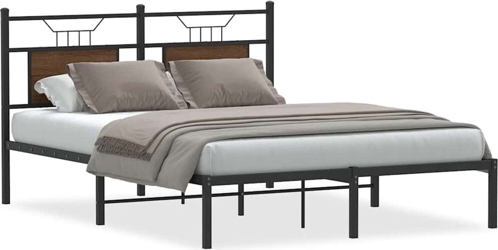 (Robust Möbel)Bettgestell/Doppelbett ️Hochwertiges - Polsterbett Erwachsene/r /Kind - ohne Matratze - Braun Eiche 137x190cm Holzwerkstoff - ...