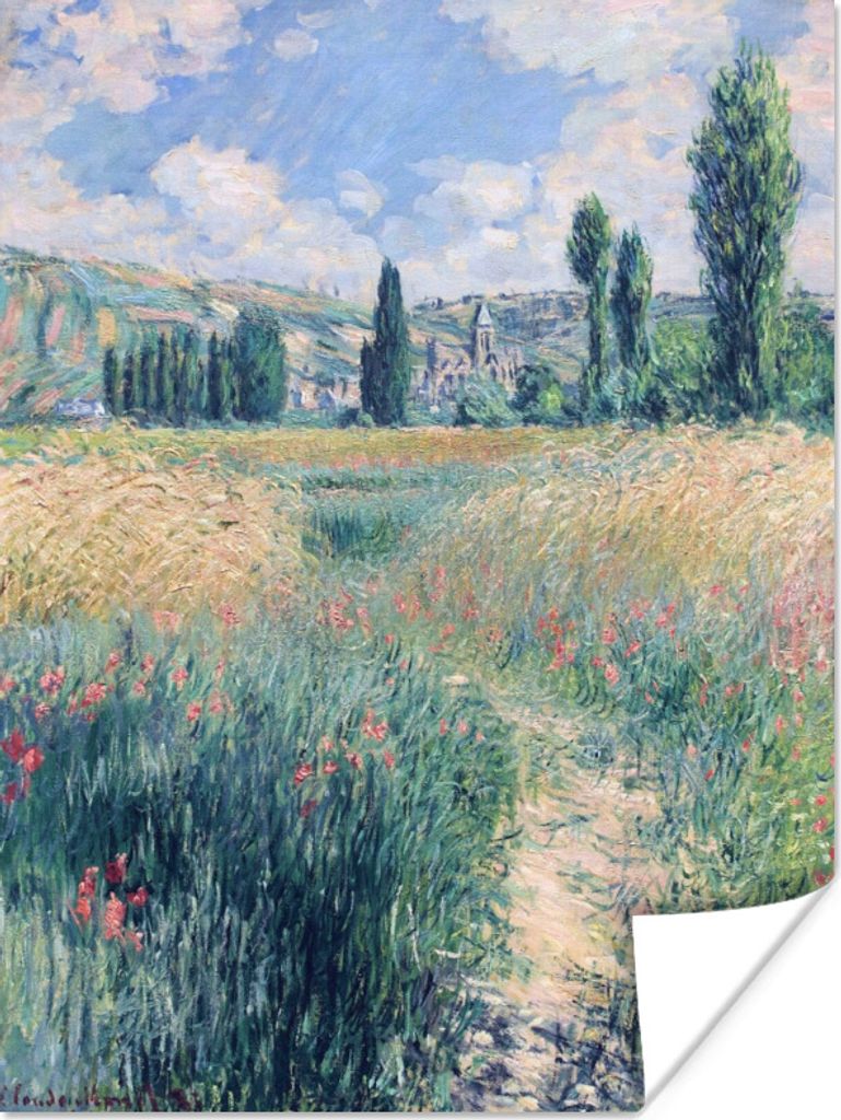 MuchoWow Poster Weg auf der Insel Saint Martin, Vetheuil - Gemälde von Claude Monet 60x80 cm - Schlafzimmer Dekoration