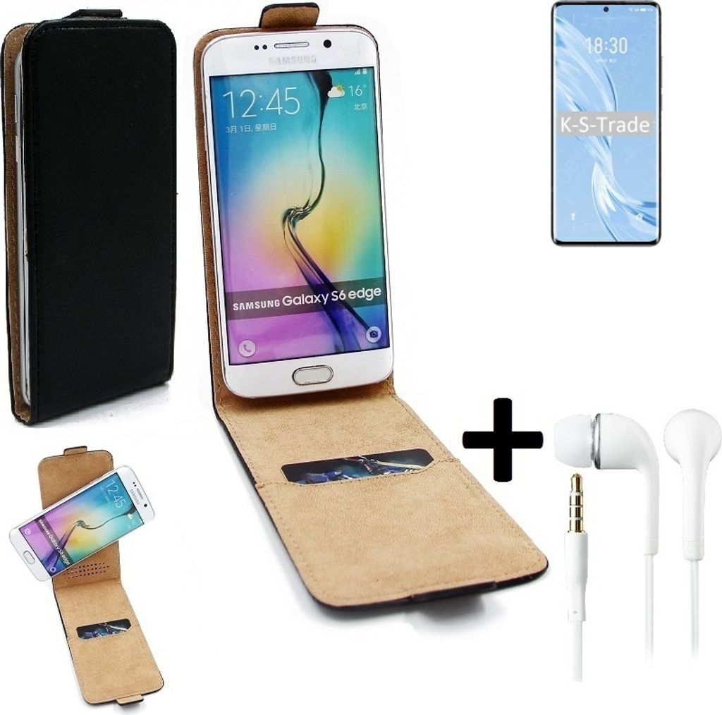 K-S-Trade Handy-Hülle + Kopfhörer kompatibel mit Meizu 18 Pro 360° Flipstyle Schutz-Hülle Smartphone Tasche Case Flip cover schwarz 1x