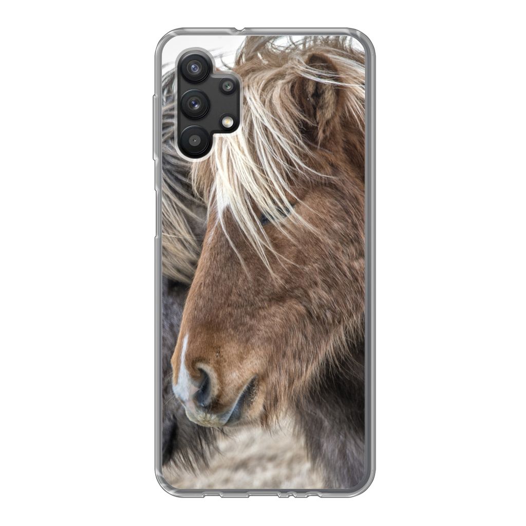 MuchoWow Handyhülle Schutzhülle Hülle für Samsung Galaxy A32 5G Pferde - Natur - Makro Silikon Softcase Handy Hülle - Softcase