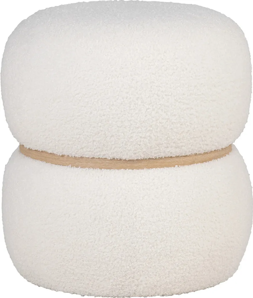 Pouf Viktor Bouclé Blanc Ø 38 cm - Solution Gain de Place Intelligente
