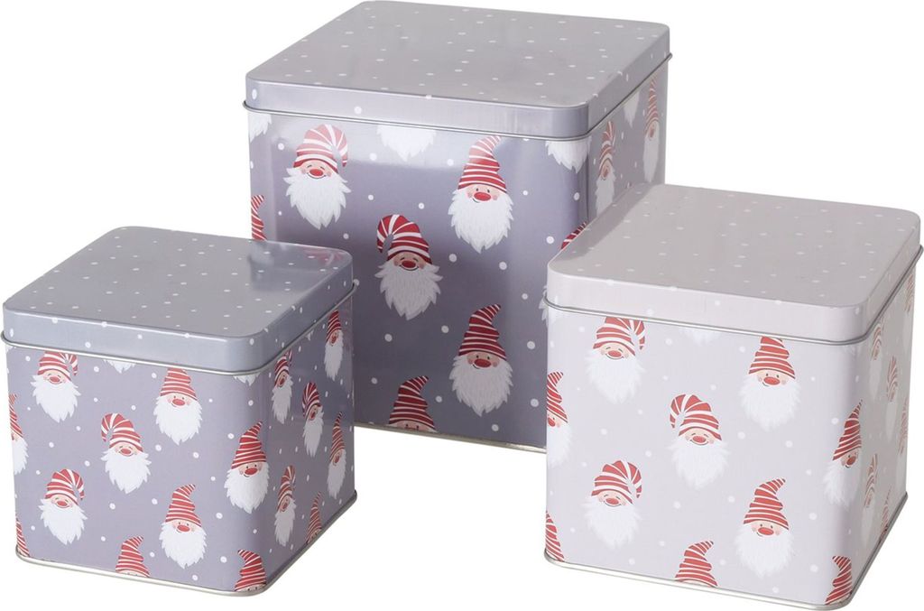 3tlg Set Gebäckdose Knuffel 11-15cm aus Metall Plätzchen-Box Weihnachts-Kekse
