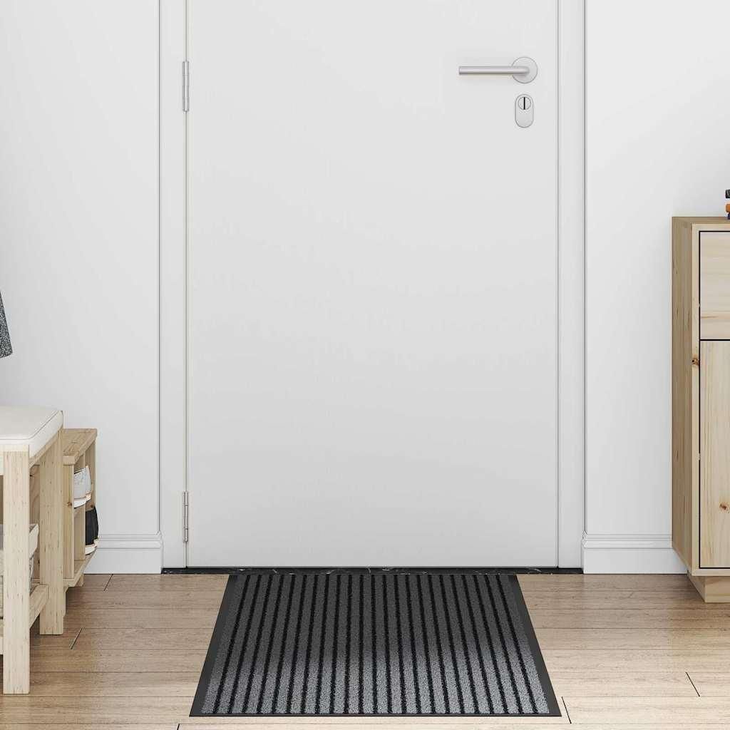 Möbel Fußmatte Striped Schwarz und Grau 60 x 150 cm Polypropylen, PVC - Autofußmatten 4105592
