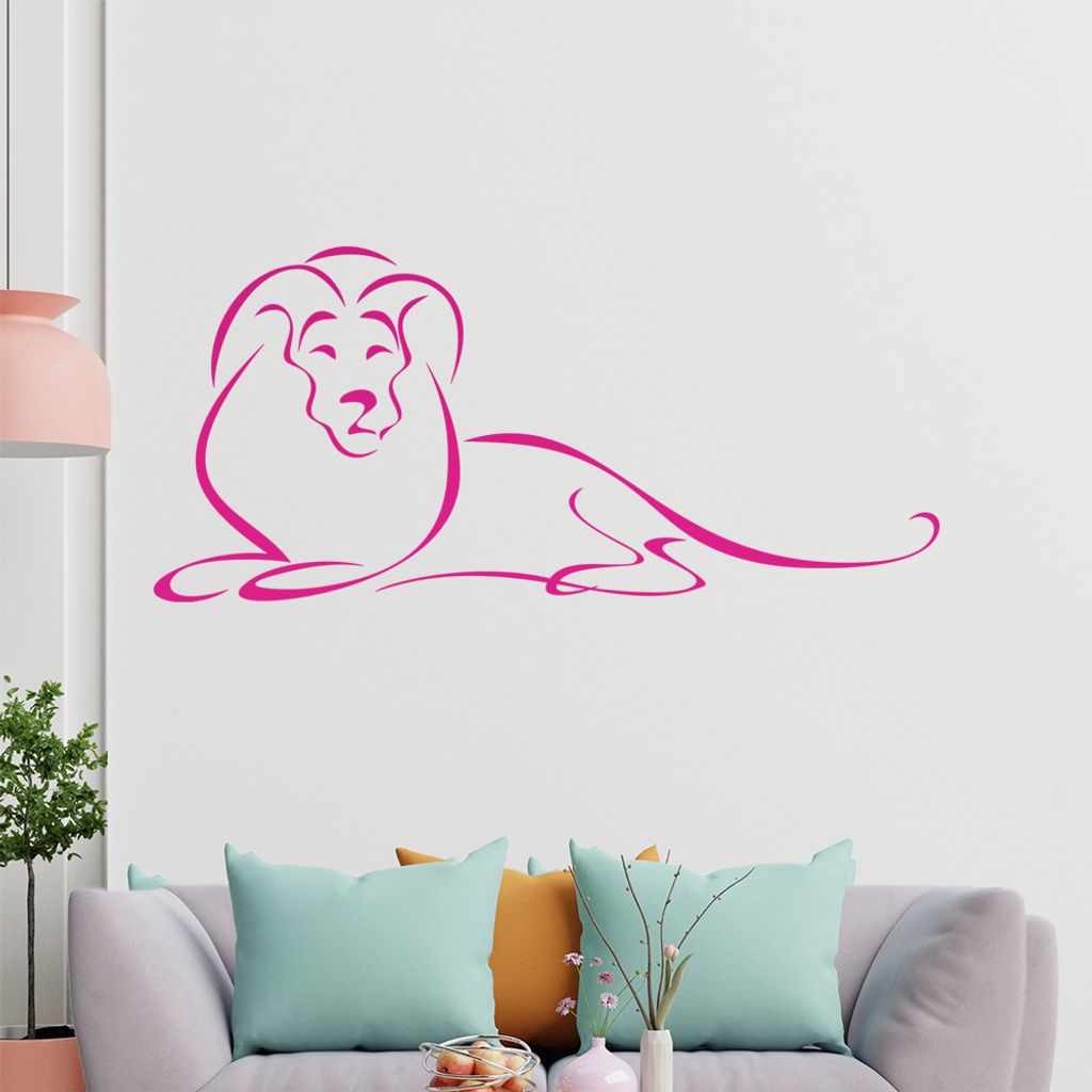 Löwe Linien Wandtattoo in 6 Größen - Wandaufkleber Wall Sticker - Dekoration, Küche, Wohnzimmer, Schlafzimmer, Badezimmer