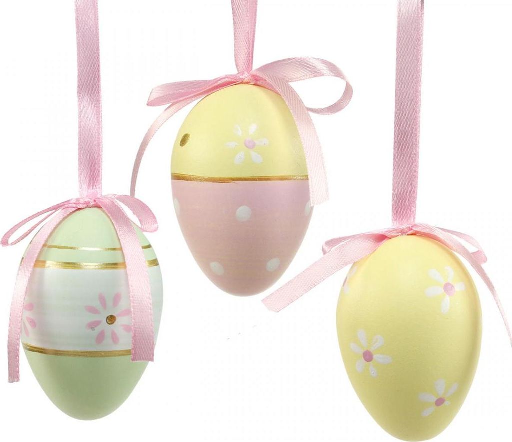 Ostereier zum Aufhängen für Osterstrauch und Frühlingsdeko, 6 Stück