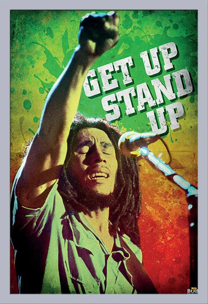 Cadre interchangeable Shinsuke argenté et poster Bob Marley Get Up Stand