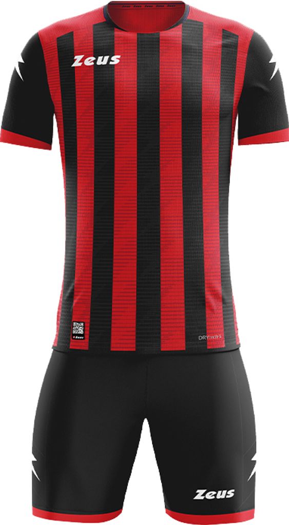 128 YS/3XS|Zeus Icon Teamwear Set Trikot mit Shorts schwarz rot