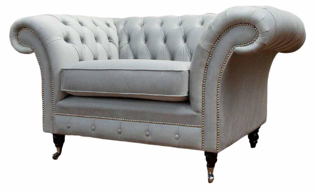 Sessel Polster Sofa Textil Chesterfield Couchen 1 Sitzer Einsitzer Grau