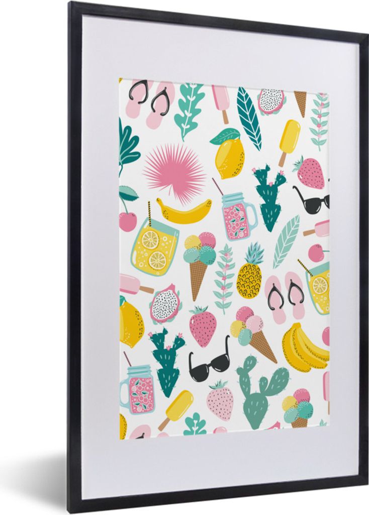 MuchoWow® Gerahmtes Poster Sommer - Symbole - Weiß 40x60 cm Produktbild 