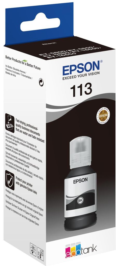 Epson 113 EcoTank Pigment Black ink bottle, Original, Produktbild 