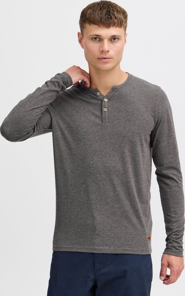 Solid SDVolko Herren Longsleeve Langarmshirt Shirt mit Grandad-Ausschnitt Baumwollmischung Regular fit