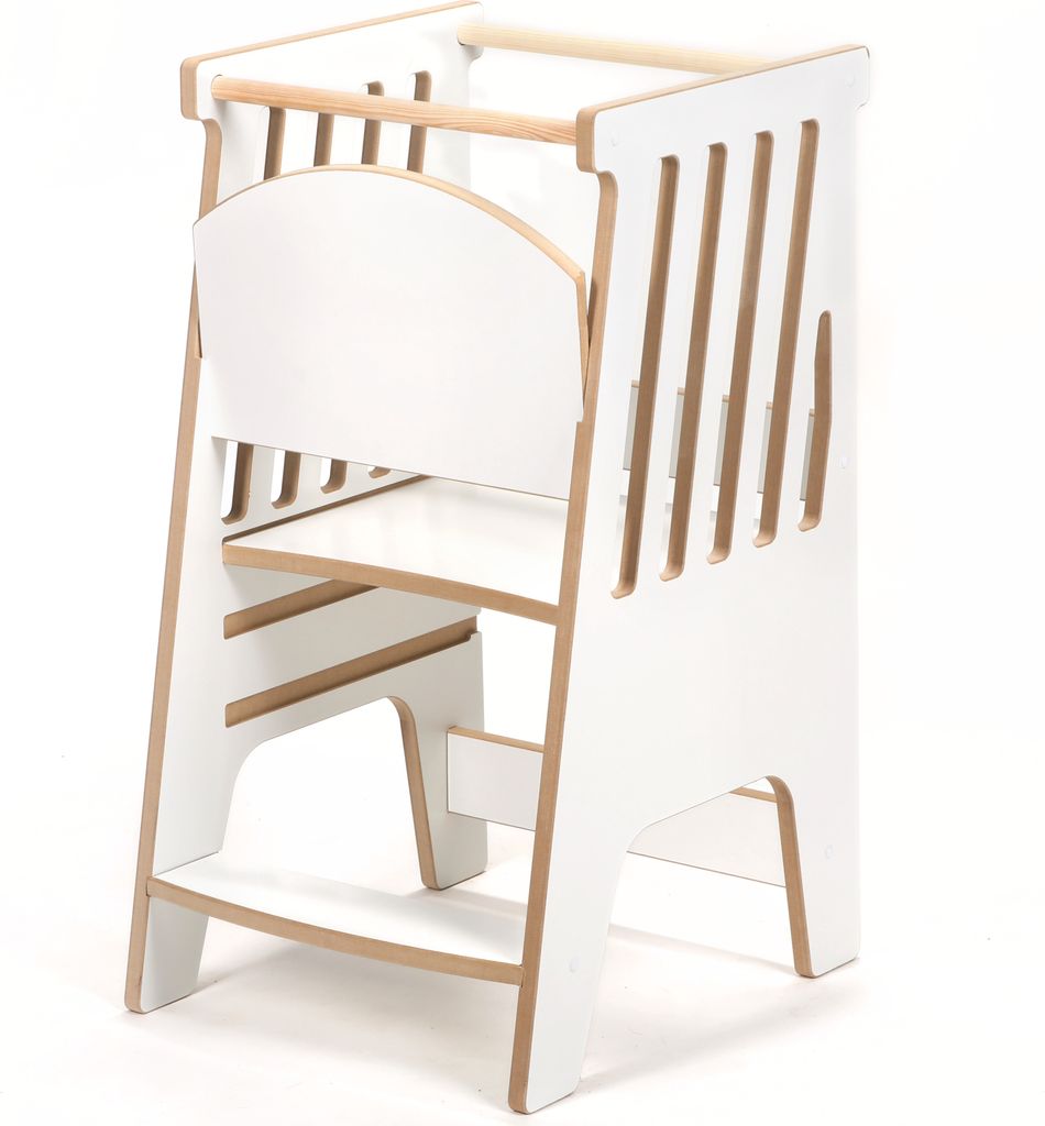Woodforkid Lernturm Höhenverstellbar Weiß -Holz