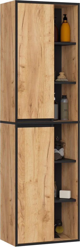 Bad-Hochschrank hängend VAMI Craft Eiche, Schwarz 10 Produktbild 