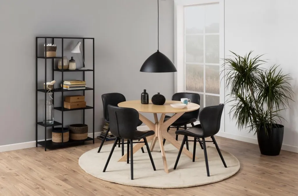 Table de salle à manger Duffy Ø105 cm pour petits espaces en chêne clair
