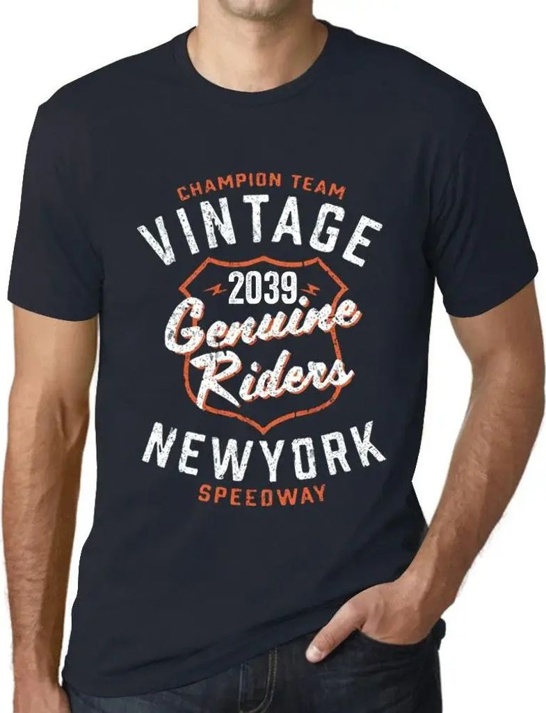Herren Grafik T-Shirt New York Genuine Riders 2039 Öko-Verantwortlich Vintage Jahrgang Kurzarm Lustige Druck Geburtstag Geschenk Mann