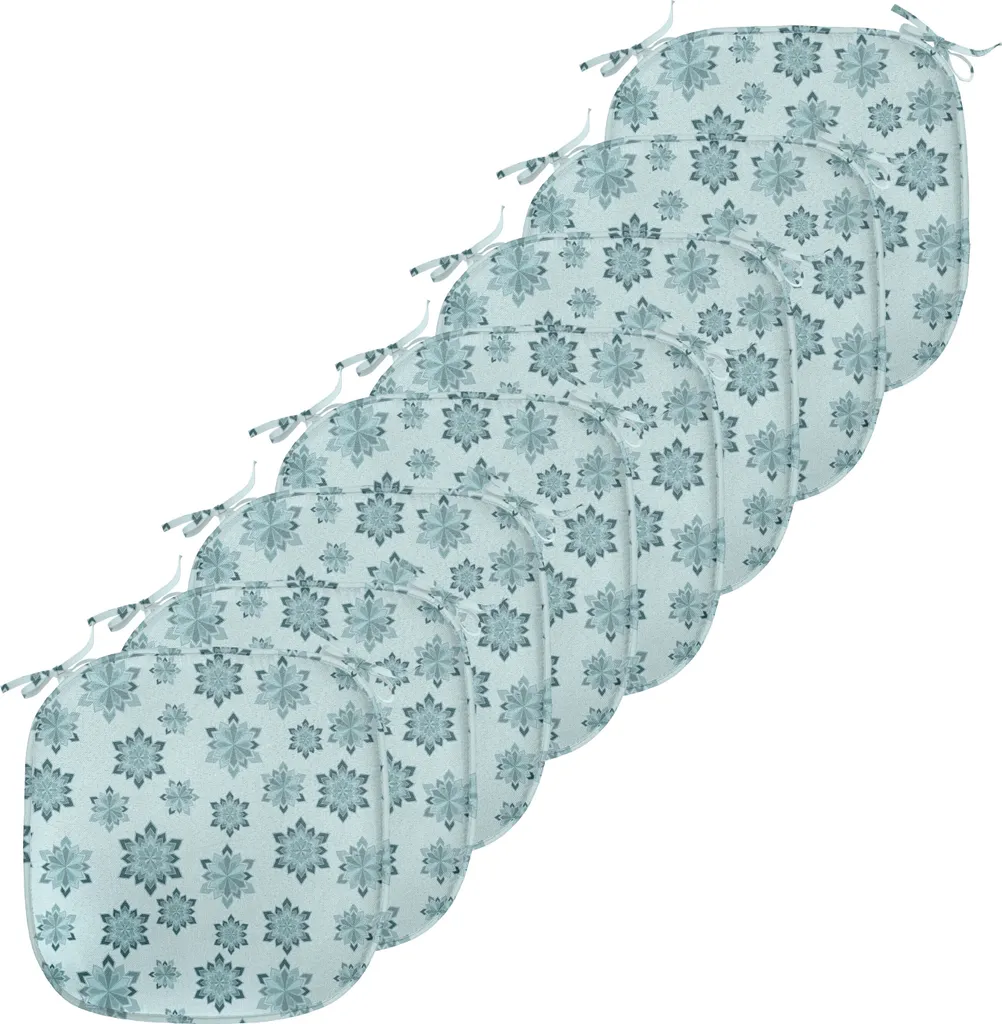 ABAKUHAUS Lot de 8 Galettes de Chaise Teal Motif Flocon de Neige 40x40cm