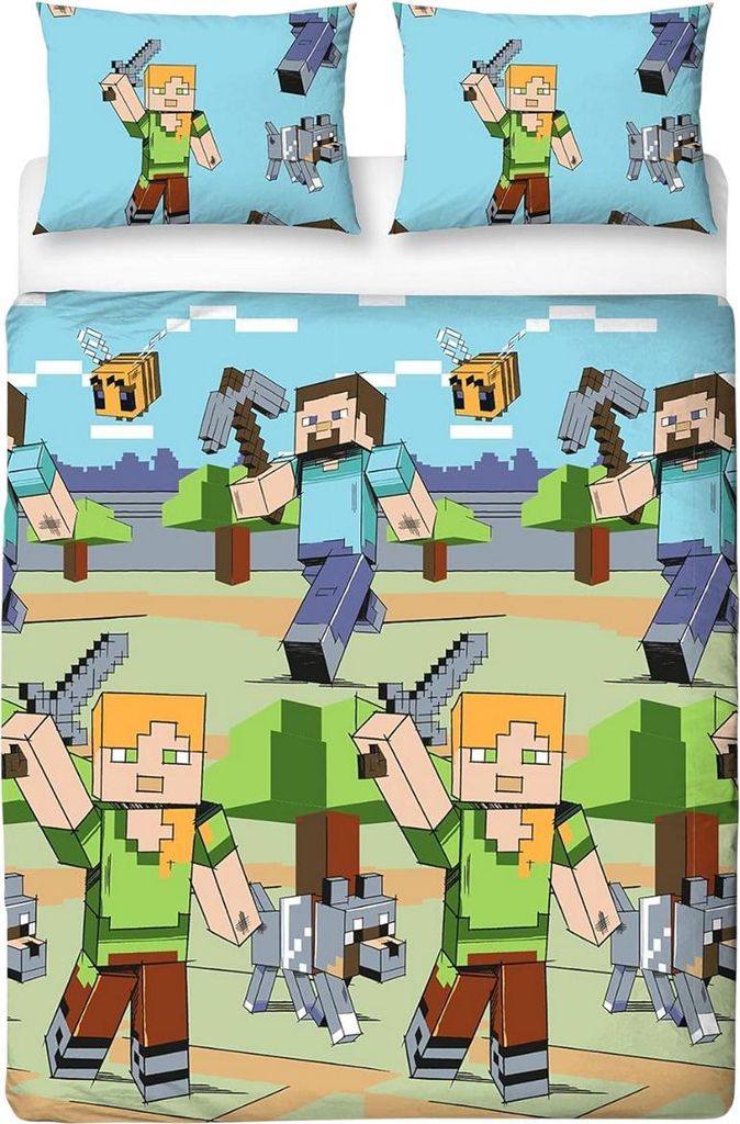 Minecraft - "Adventures" wendbar Bettwäsche TC180 (Doppelbett) (Bunt)