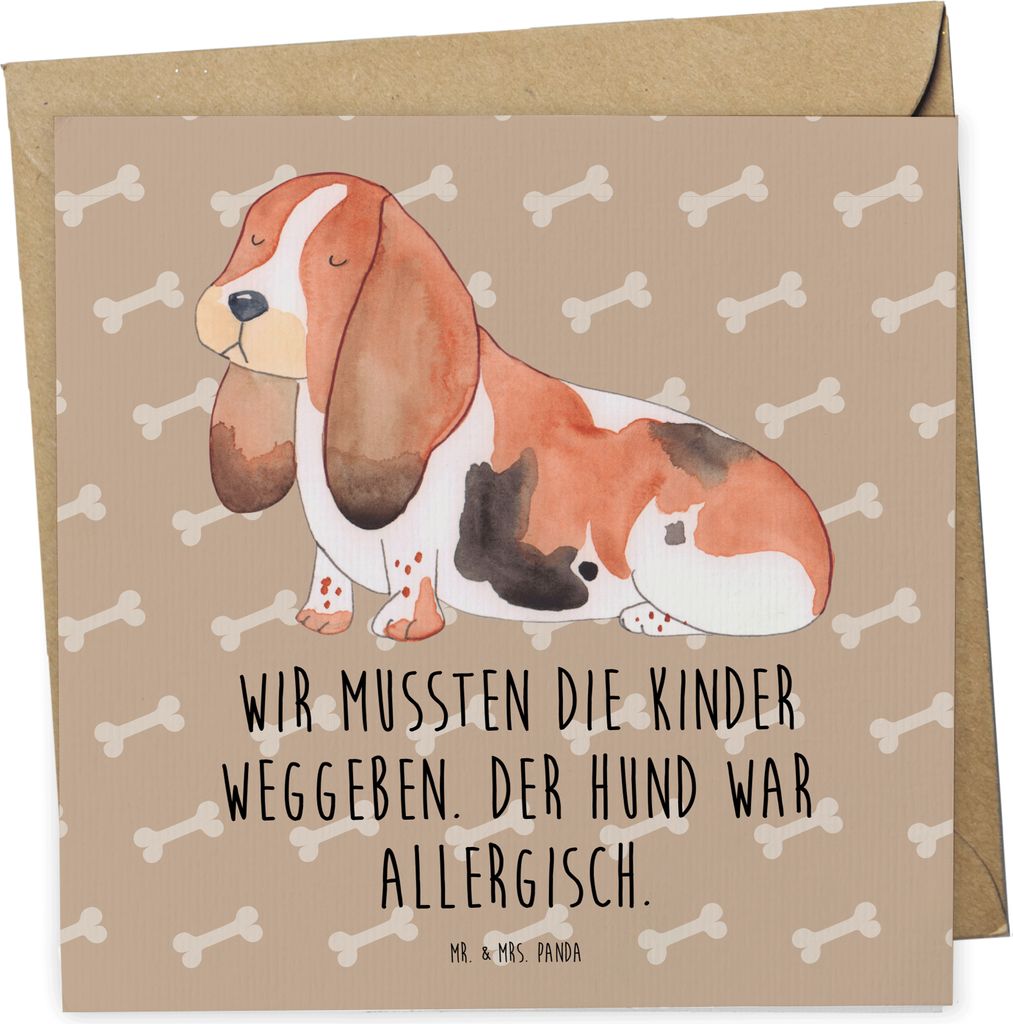 Mr. & Mrs. Panda Glückwunschkarte Hund Basset Hound - Hundeglück - Geschenk, Süß, Lustig, faltkarte, anlasskarte, Grußkarte, Klappkarte, doppe...