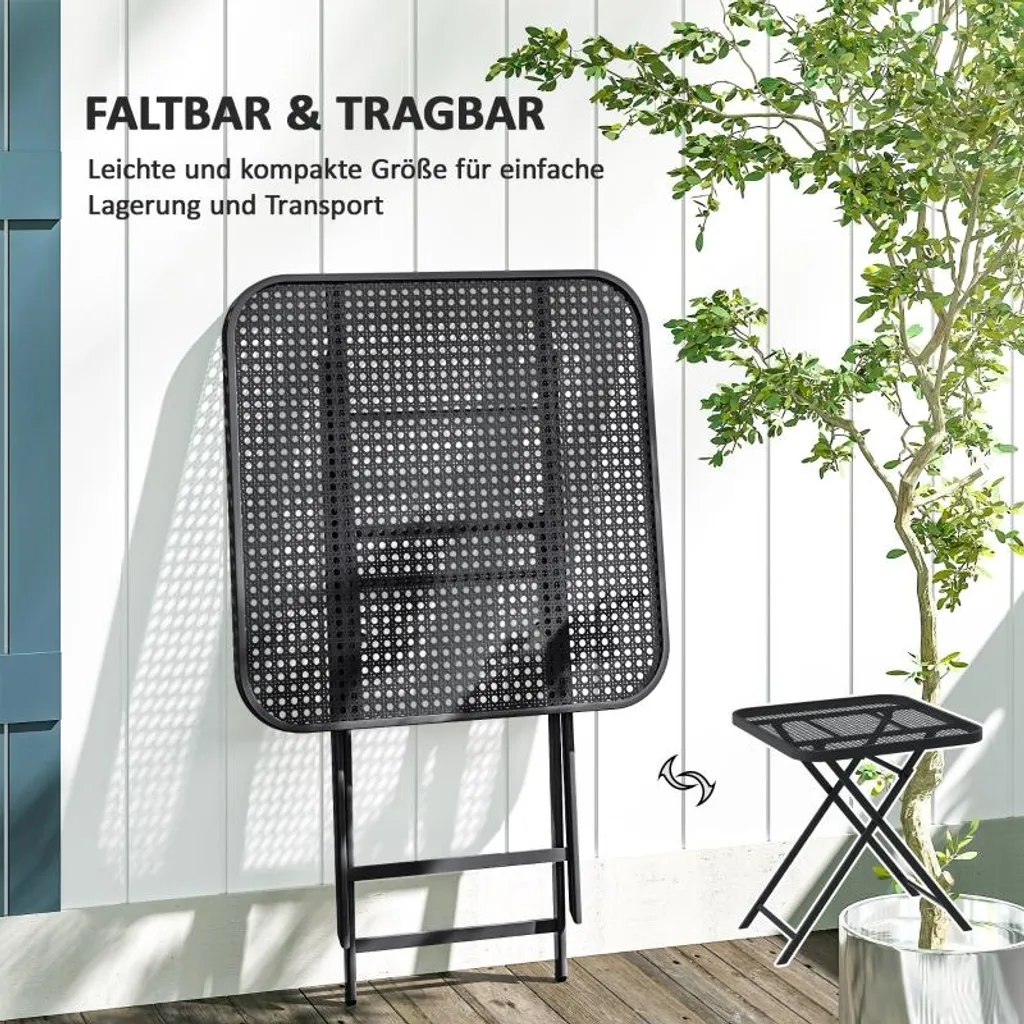 Table pliante extérieure résistante aux intempéries acier noir 70cm - 5
