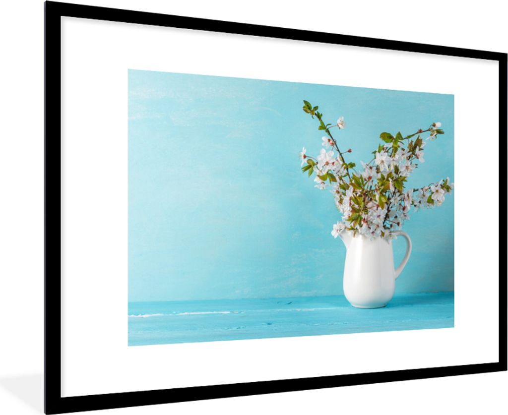 MuchoWow Gerahmtes Poster Stilleben - Sakura - Dose 90x60 cm - Poster mit Schwarzem Bilderrahmen Wandposter Rahmen Foto Bilder - Wanddekoration -...