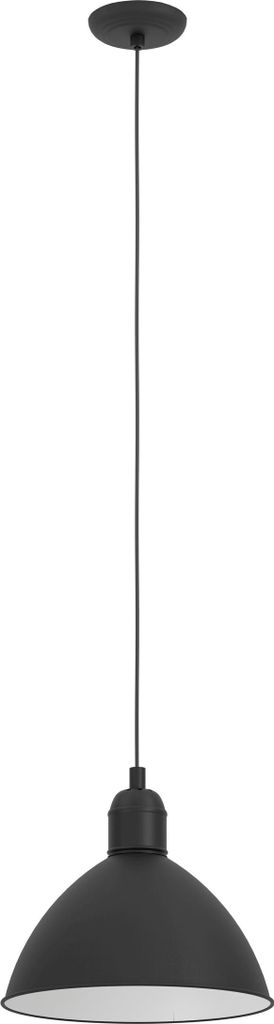 EGLO Pendellampe Priddy, Pendelleuchte über Esstisch, runde Hängeleuchte aus Metall in Schwarz und Weiß, Hängelampe mit E27 Fassung, Ø 30,5 cm