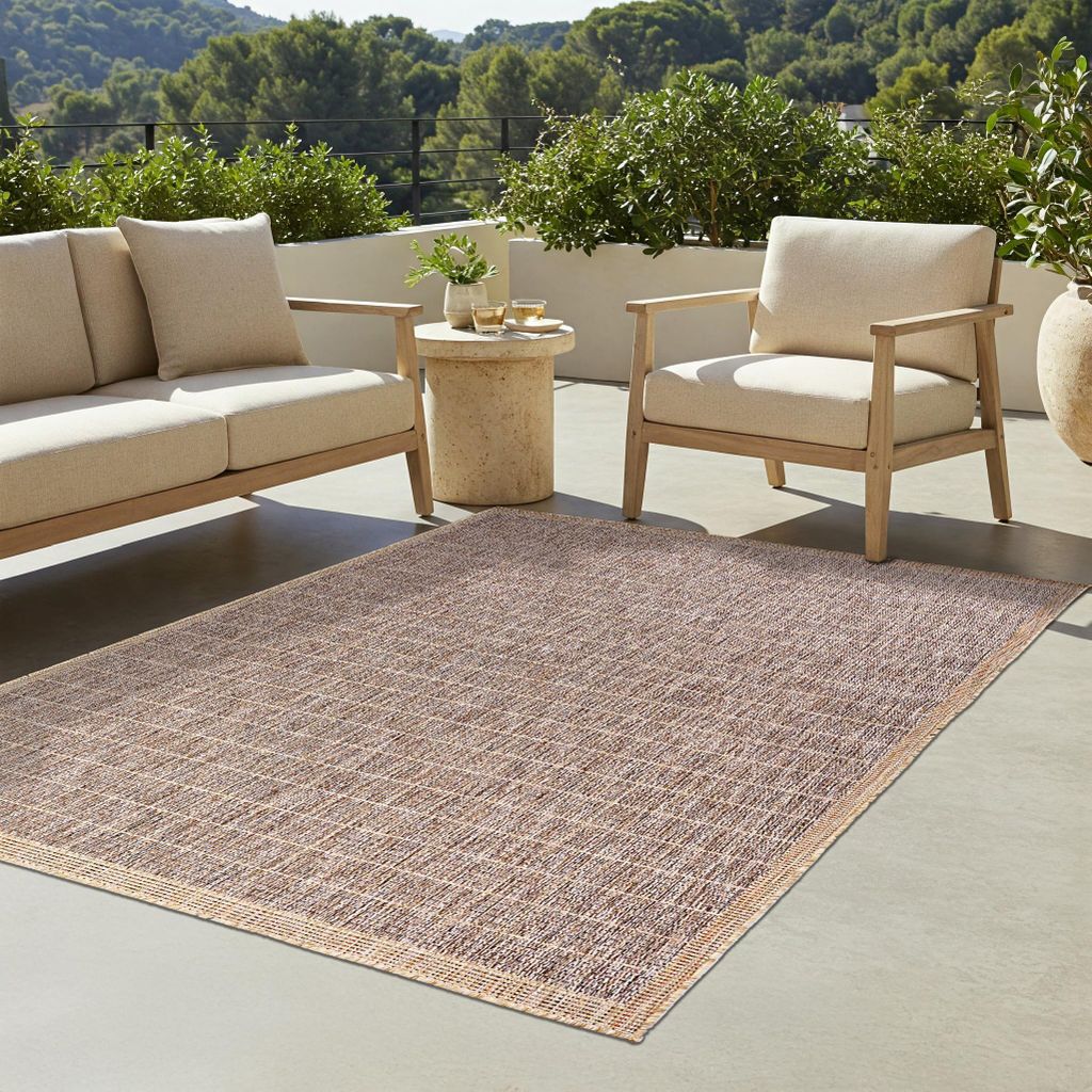 Tapiso Teppich YUCANA Outdoor Beige Balkon UV-beständig 160 x 230 cm