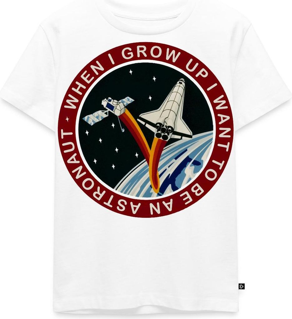 Spreadshirt NASA Wenn Ich Groß Bin Werde Ich Astronaut Spruch Kinder Premium T-Shirt, 110/116 (4 Jahre), Weiß