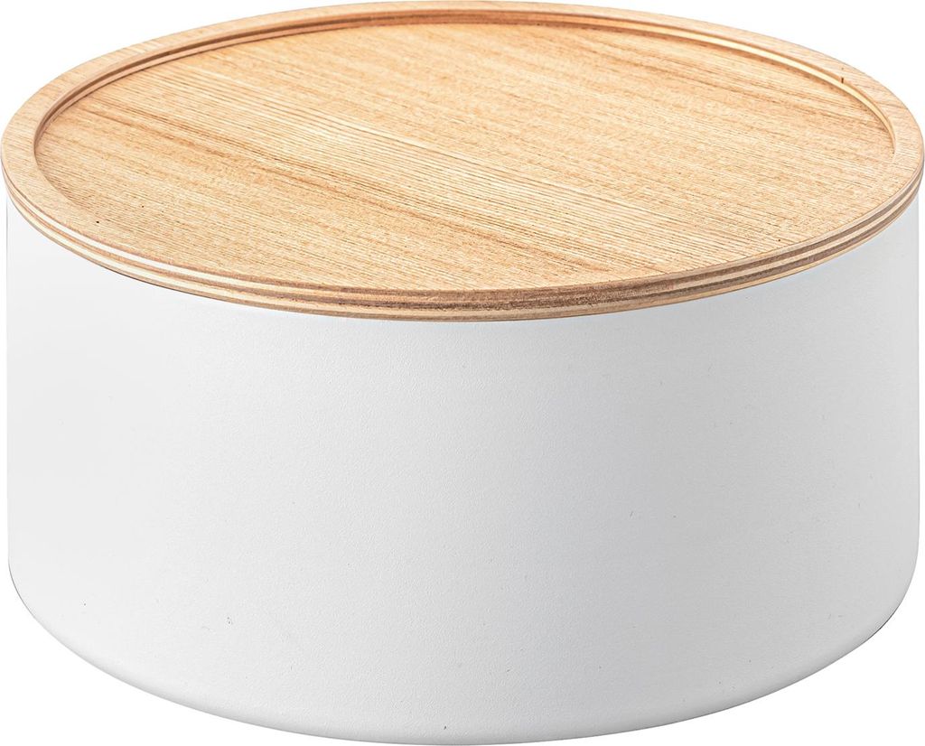 Yamazaki Aufbewahrungsbox rund mit Deckel 22x11cm weiß