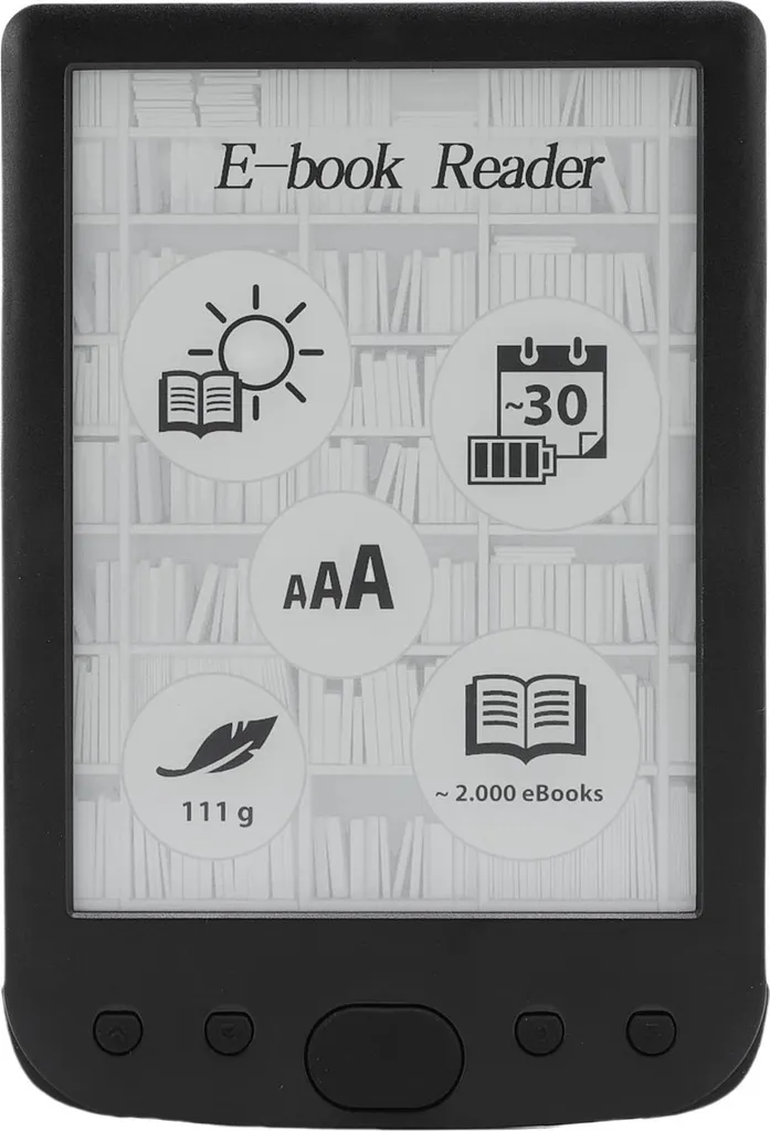 Liseuse E-Reader 6 pouces 8Go, écran 800x600px et batterie 2500mAh