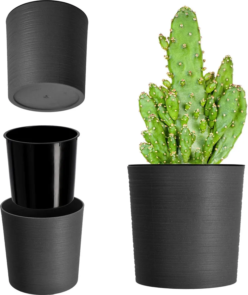 Pot de fleurs robuste 30 cm gris anthracite léger pour usage intérieur - 2