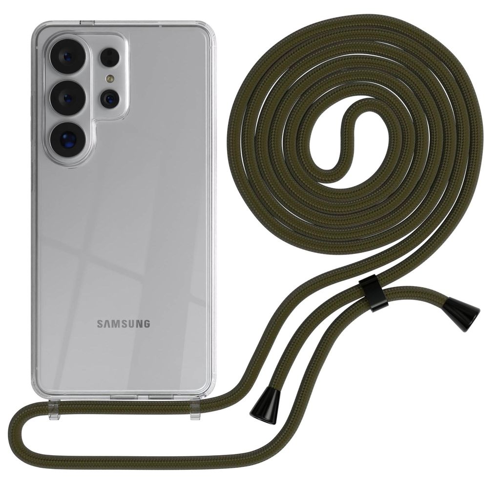 EAZY CASE Handykette kompatibel mit Samsung Galaxy S26 Ultra, Handyhülle mit Umhängeband, Handykordel, Schutzhülle Clear, Band in Grün