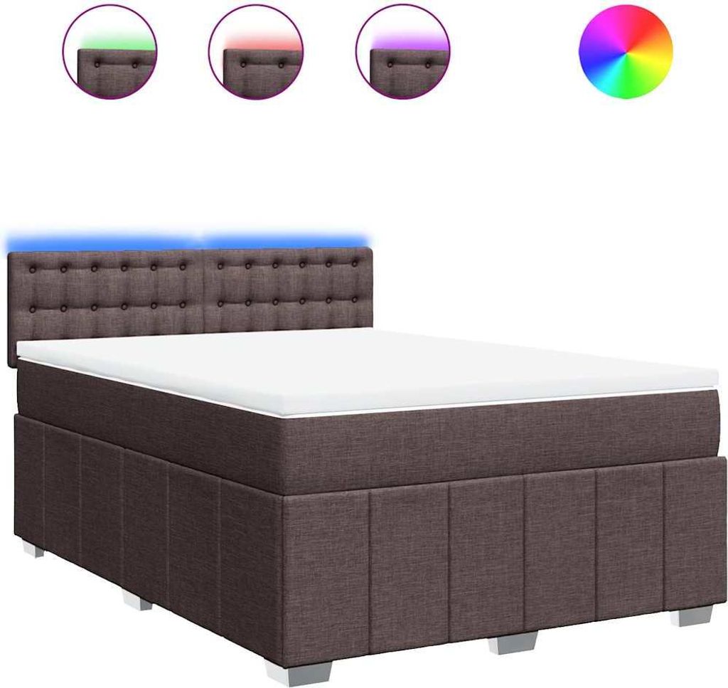 vidaXL Boxspringbett mit Matratze Dunkelbraun 140x190 cm Stoff