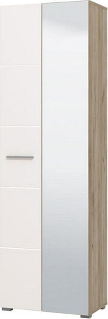 Dmora Kleiderschrank 2-türig Griante 60x193h cm Weiß, Kleiderstange 4 Regale