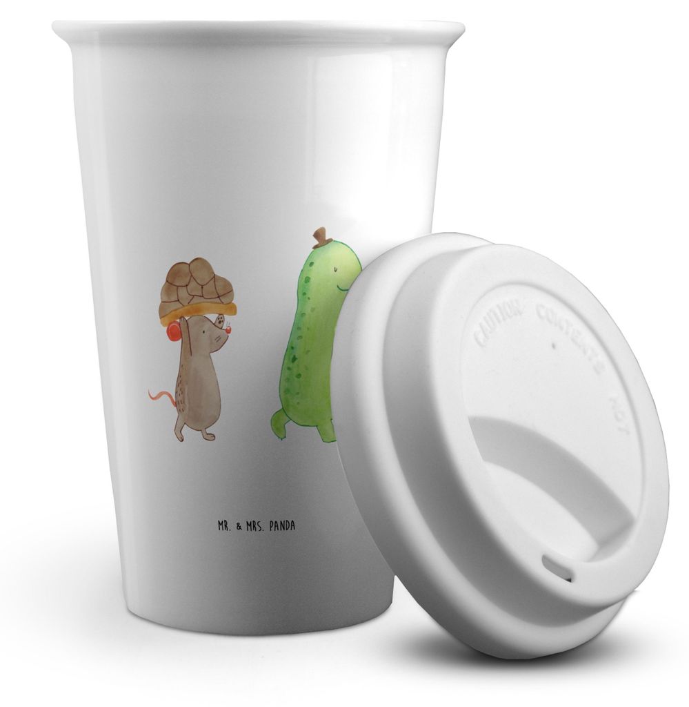 Mr. & Mrs. Panda Thermobecher To Go Schildkröte Maus - Weiß - Geschenk, Fröhlich, Mehrwegbecher, Kaffeebecher, Isolierbecher, Spazieren, Coffee ...