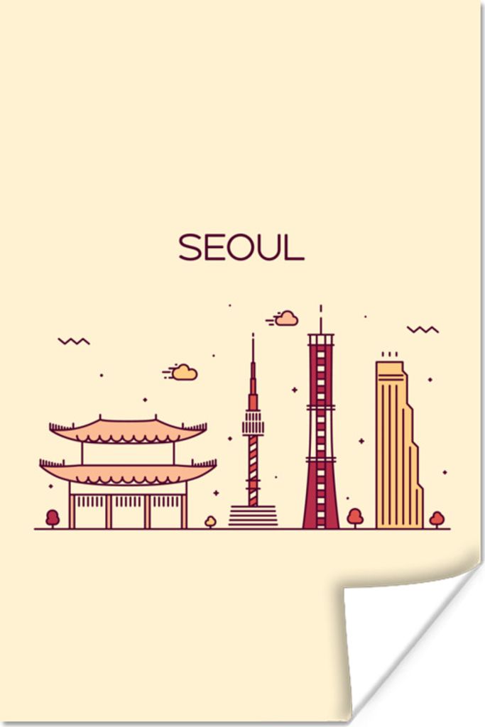 MuchoWow Poster Seoul - Skyline - Südkorea 120x180 cm - Kunstposter