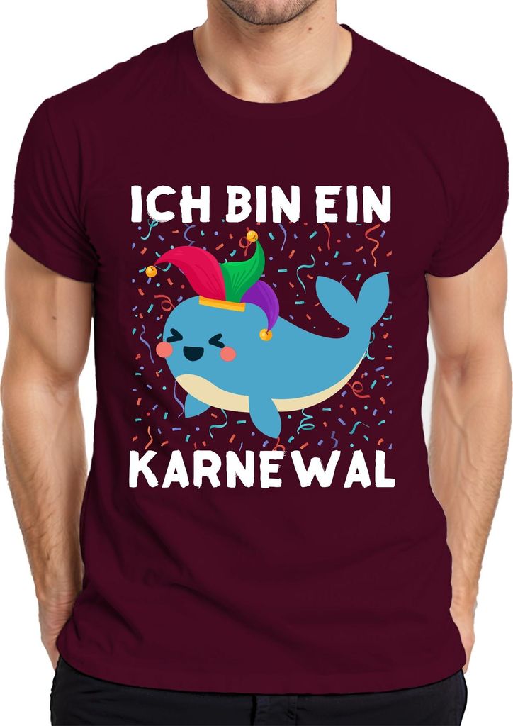 Ich bin ein Karnewal Karneval Wal Narr Konfetti Lustig Geschenk Herren T-Shirt, Burgundy, XXL