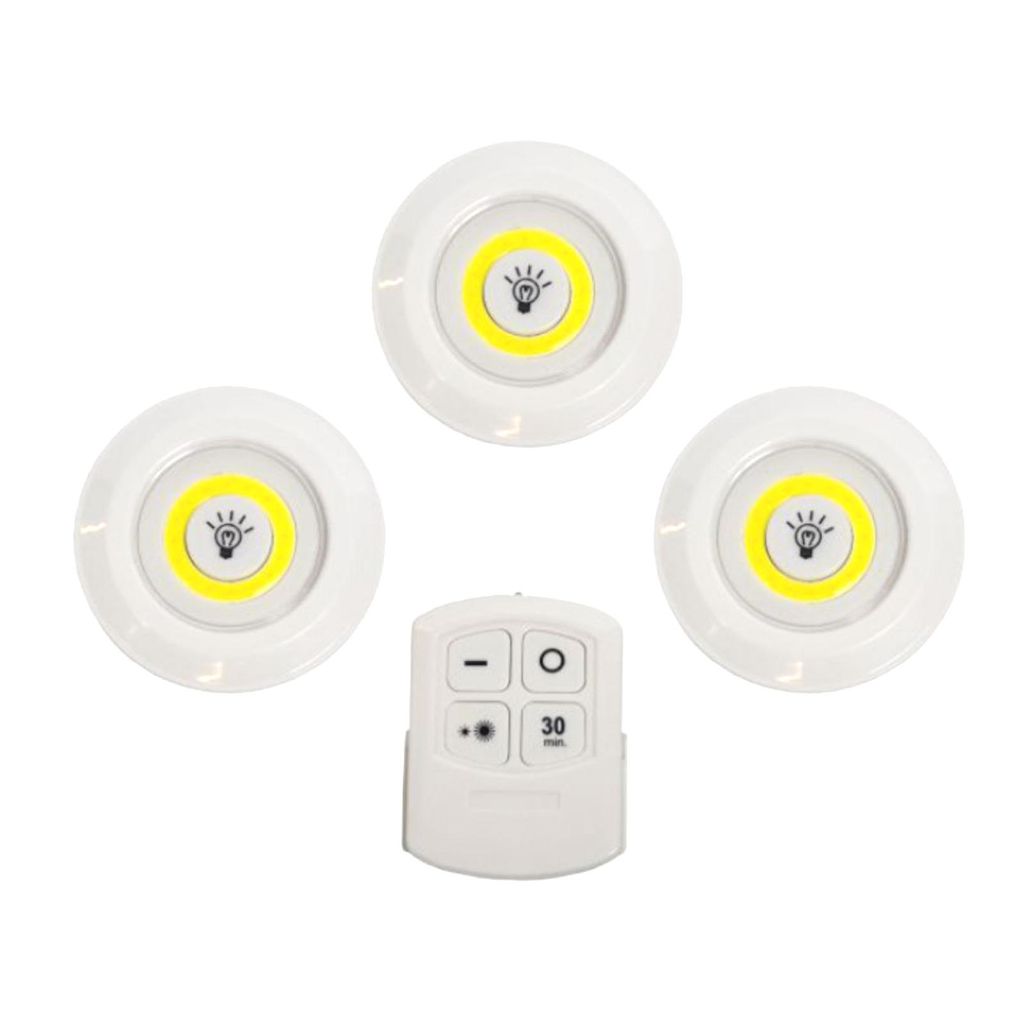 3x COB Push Lampe mit Fernbedienung Batterie Dimmbar 200lm Produktbild 