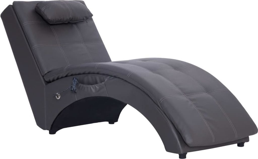 Massage Chaiselongue mit Kissen Grau Kunstleder